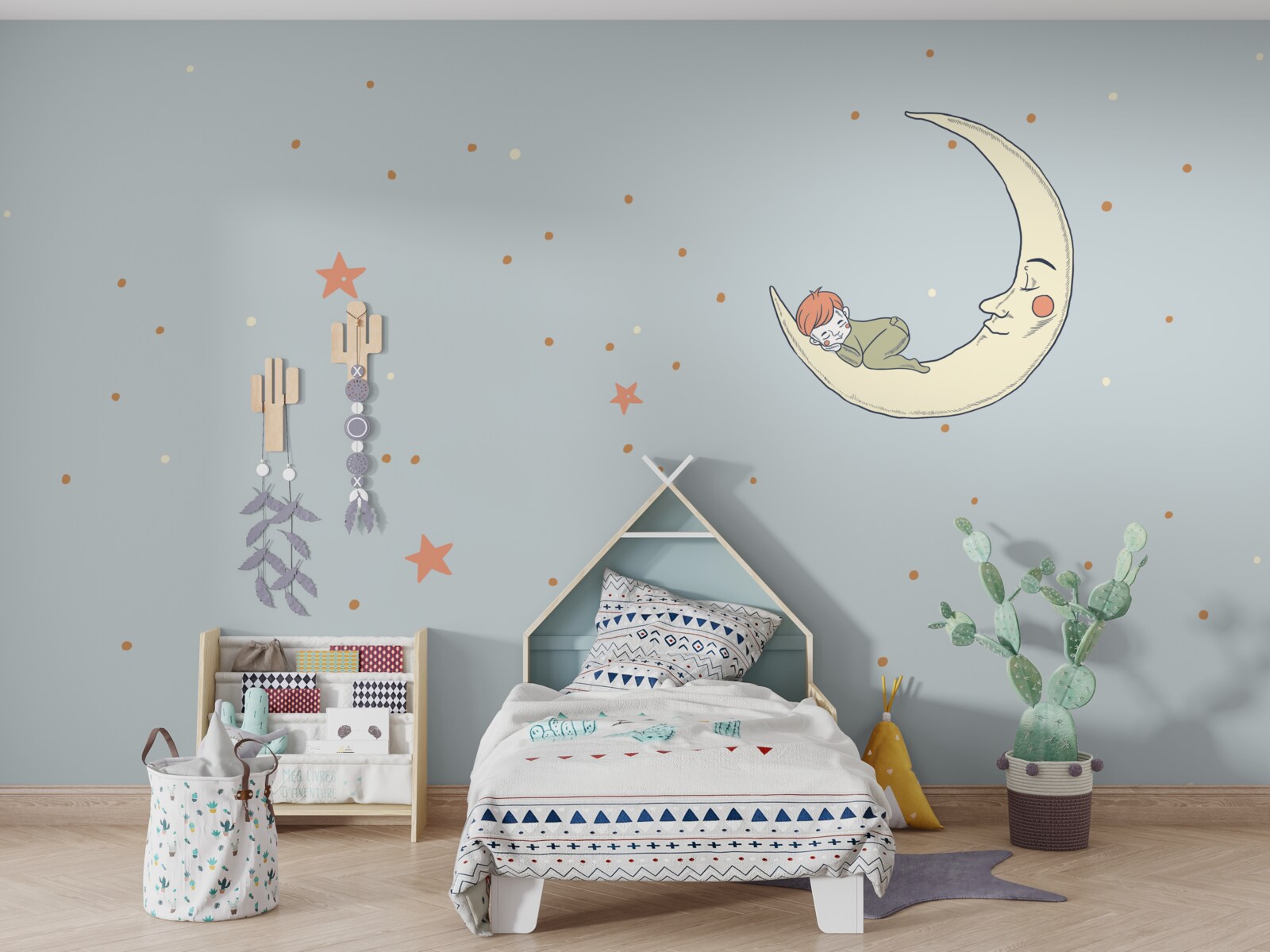 Papier peint l'enfant s'endort au clair de lune