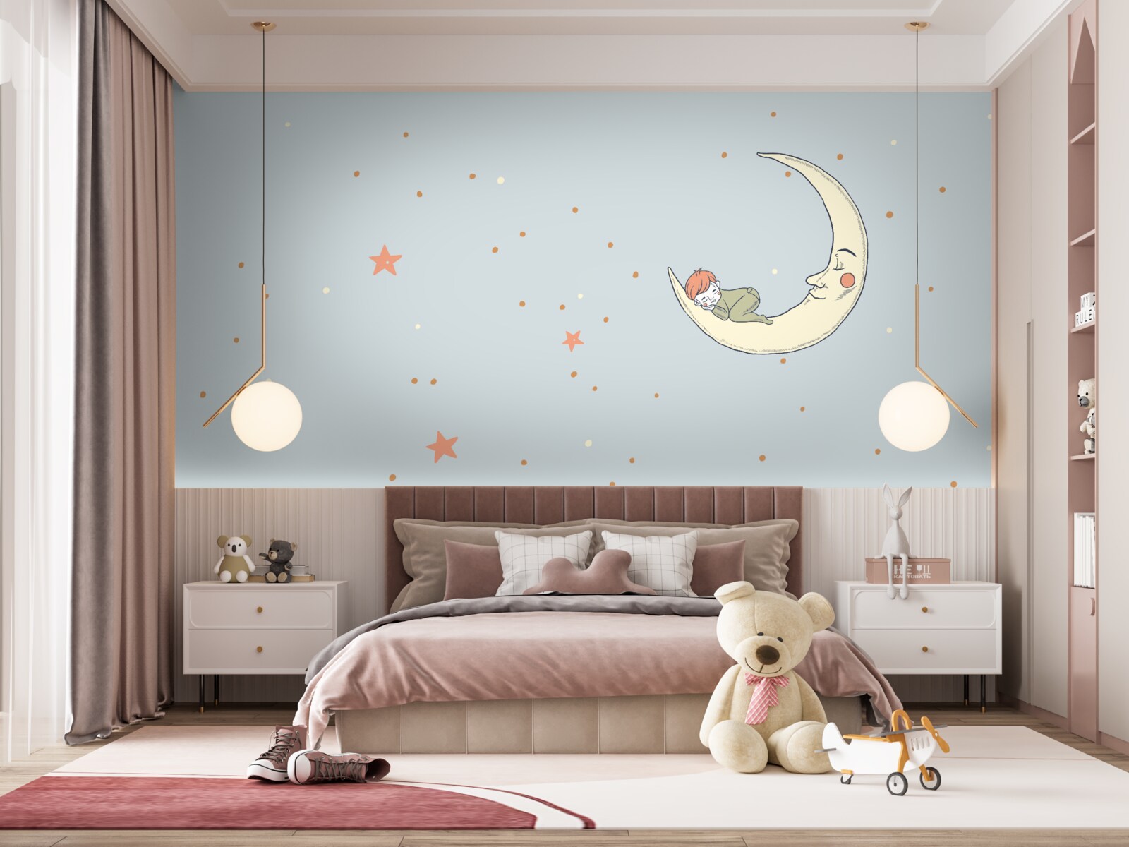 Papier peint l'enfant s'endort au clair de lune