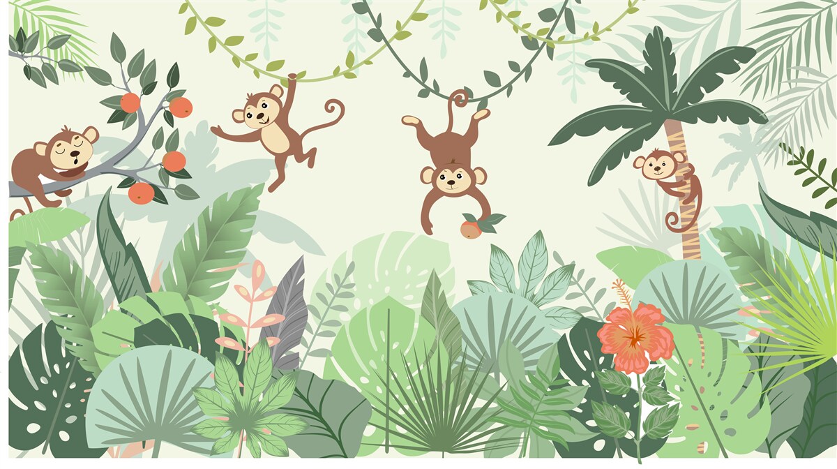 Papier peint Les frasques des petits singes