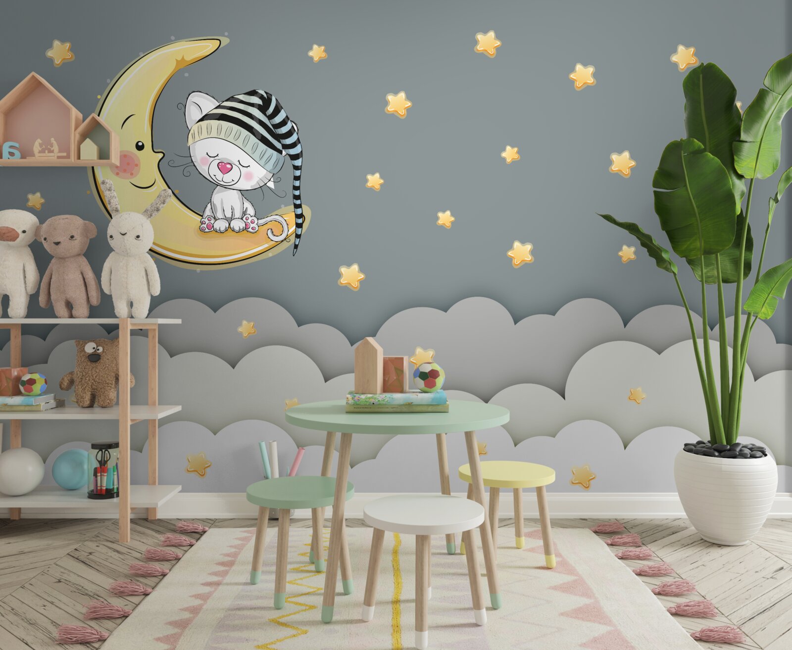 Papier peint petite peluche en couvre-chef sur le satellite terrestre