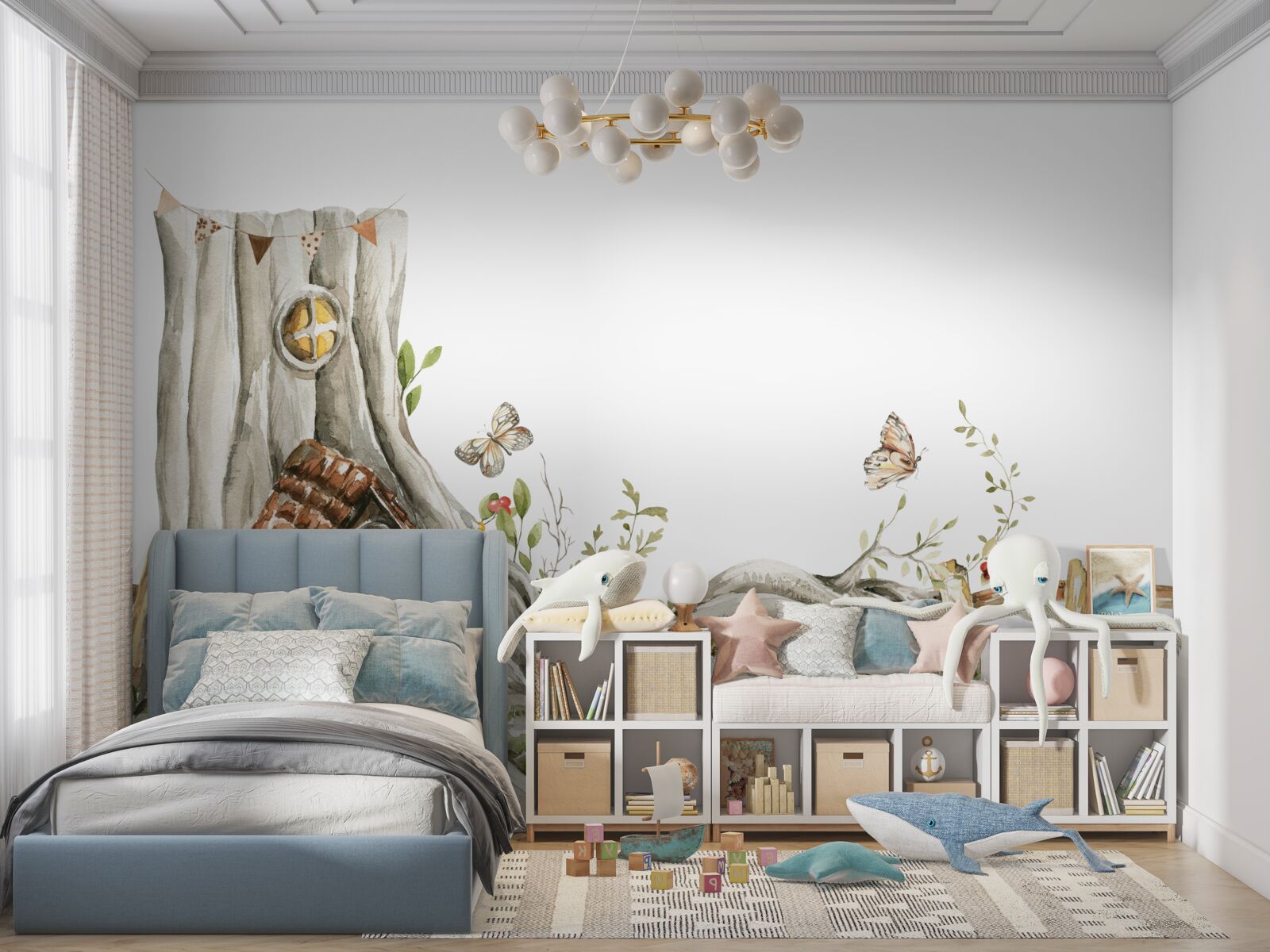 Papier peint l'entrée de la maison en bois de l'habitant de la forêt