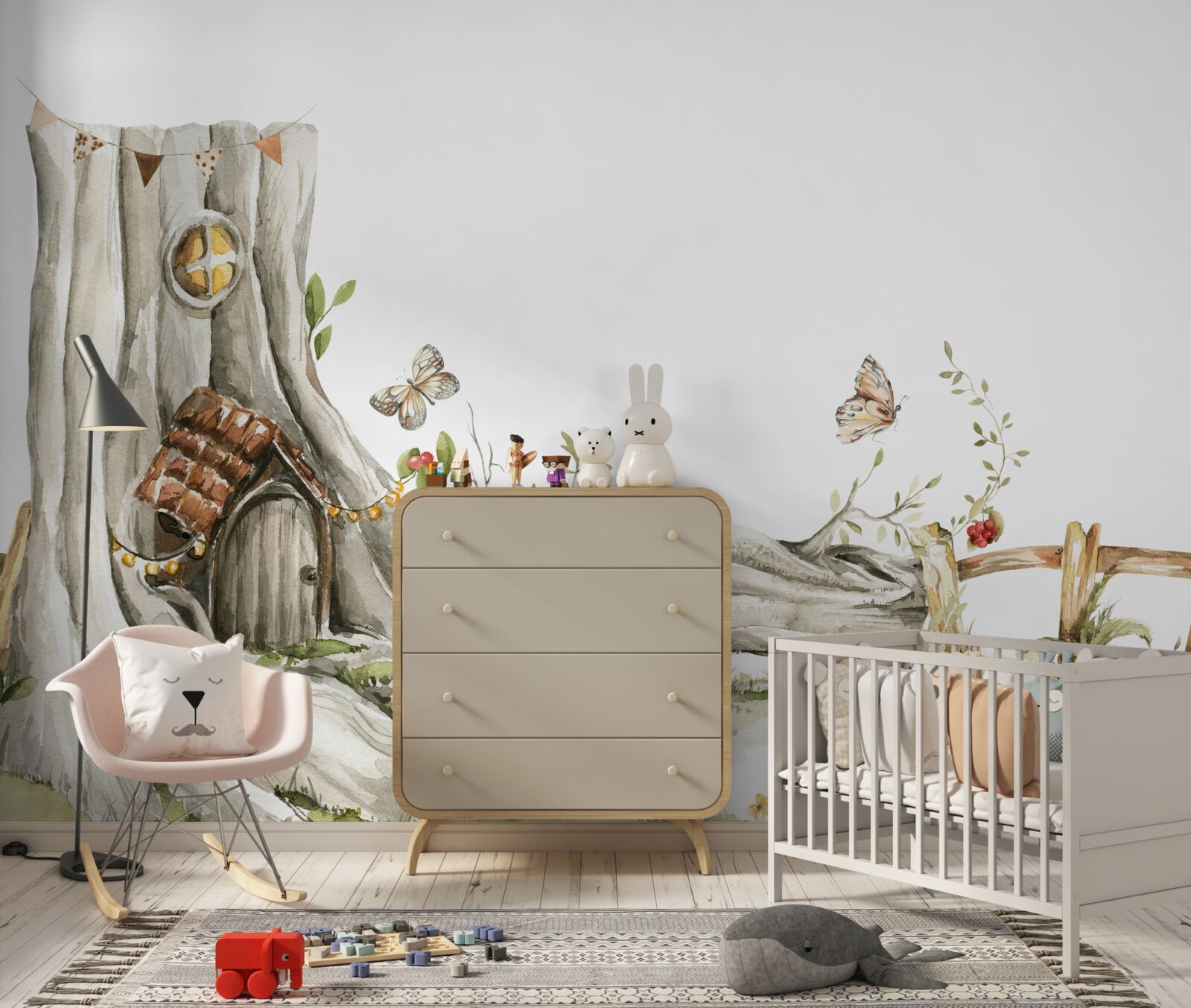 Papier peint l'entrée de la maison en bois de l'habitant de la forêt