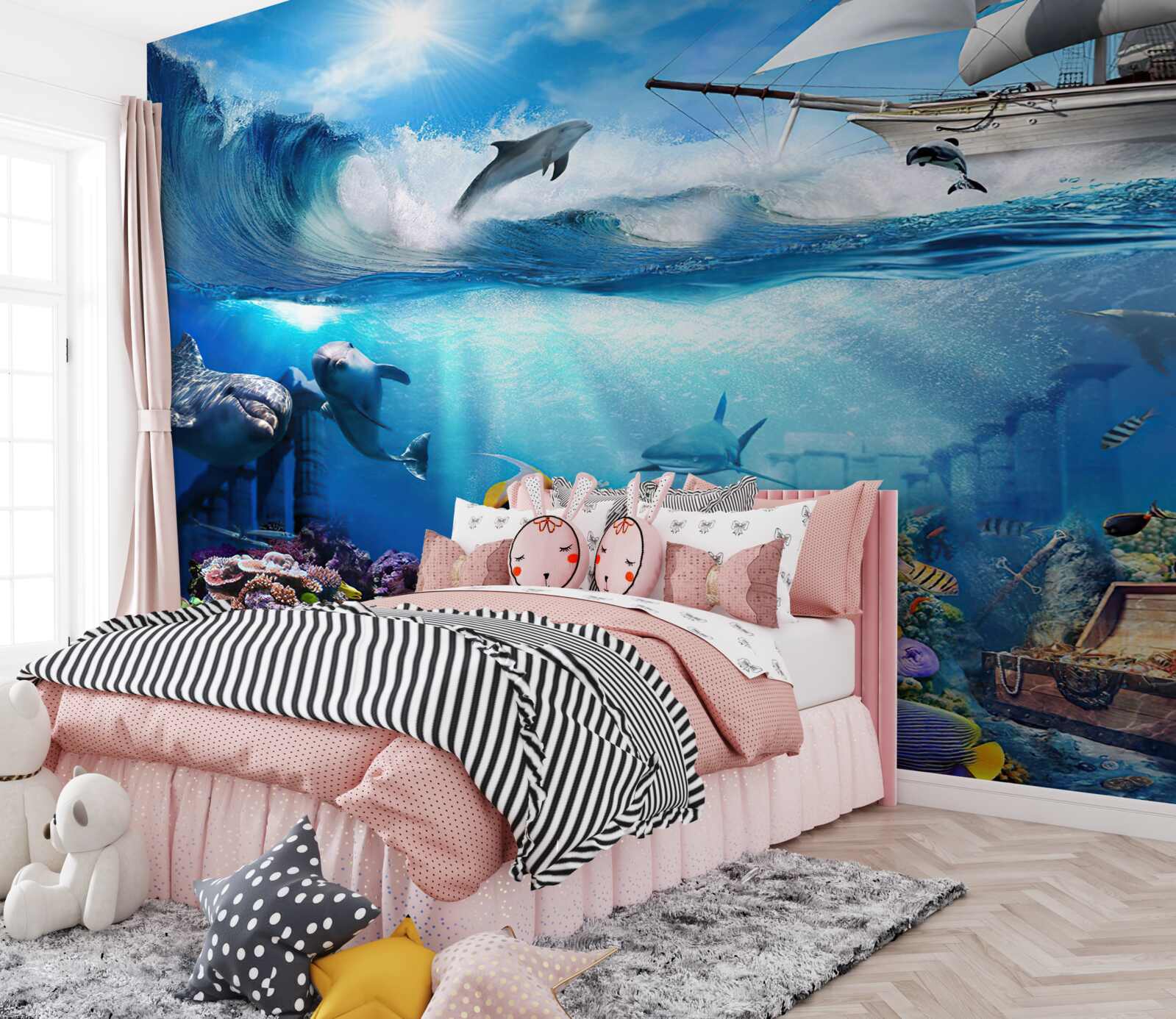 Papier peint le navire et l'univers aquatique qui l'entoure