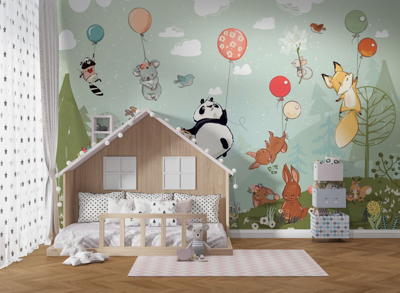 Papier peint les créatures de la nature voyagent en ballon