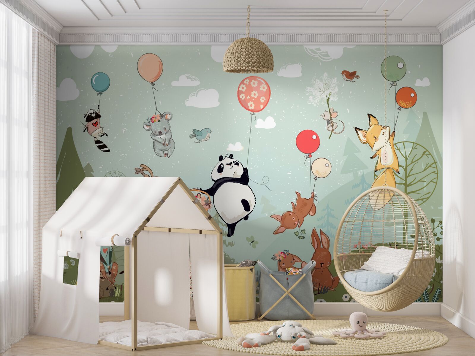 Papier peint les créatures de la nature voyagent en ballon