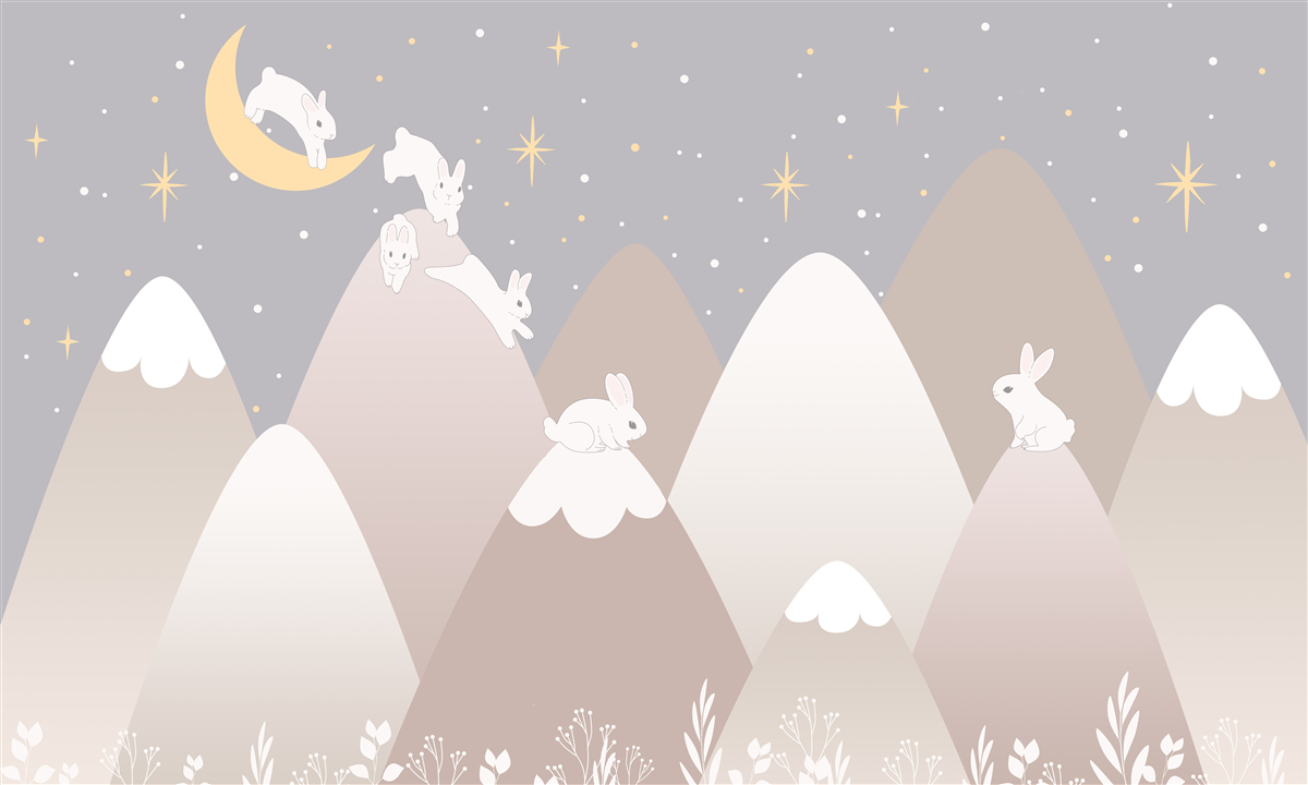 Papier peint les montagnes peintes sont le terrain de jeu de lapins blancs bondissants