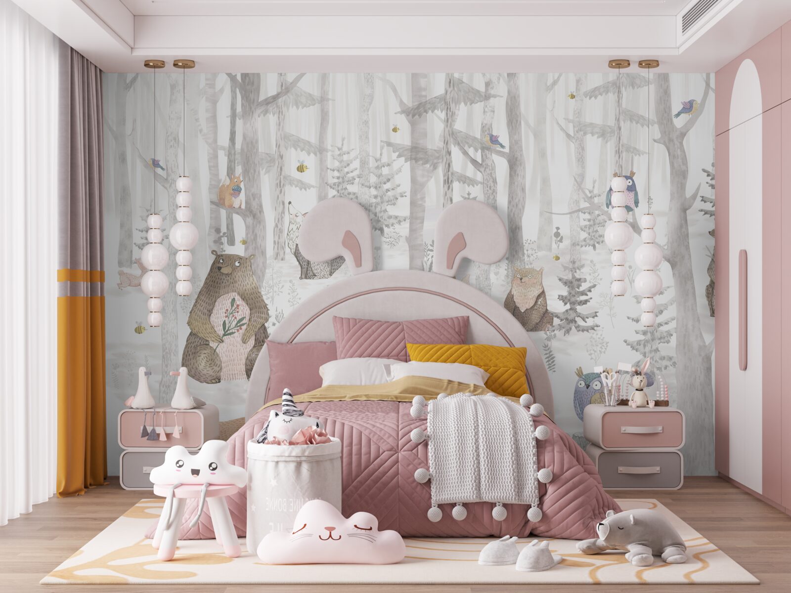 Papier peint des ours et divers autres animaux vivent dans la forêt