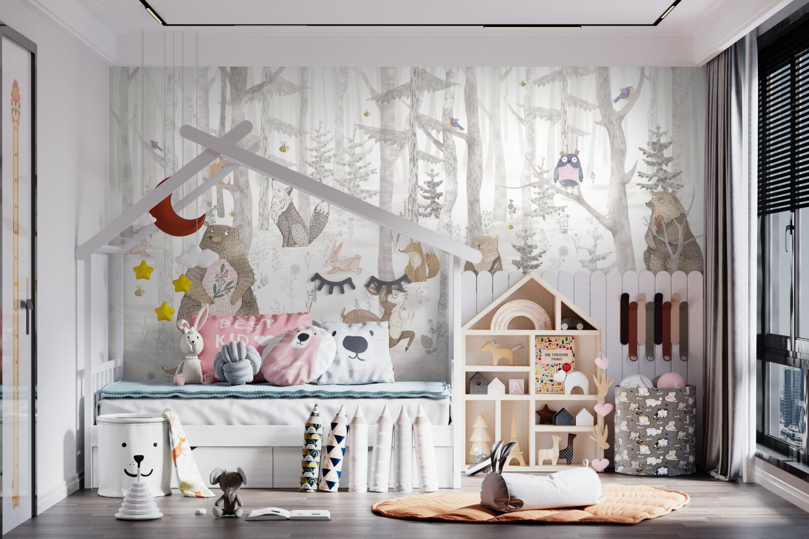 Papier peint des ours et divers autres animaux vivent dans la forêt