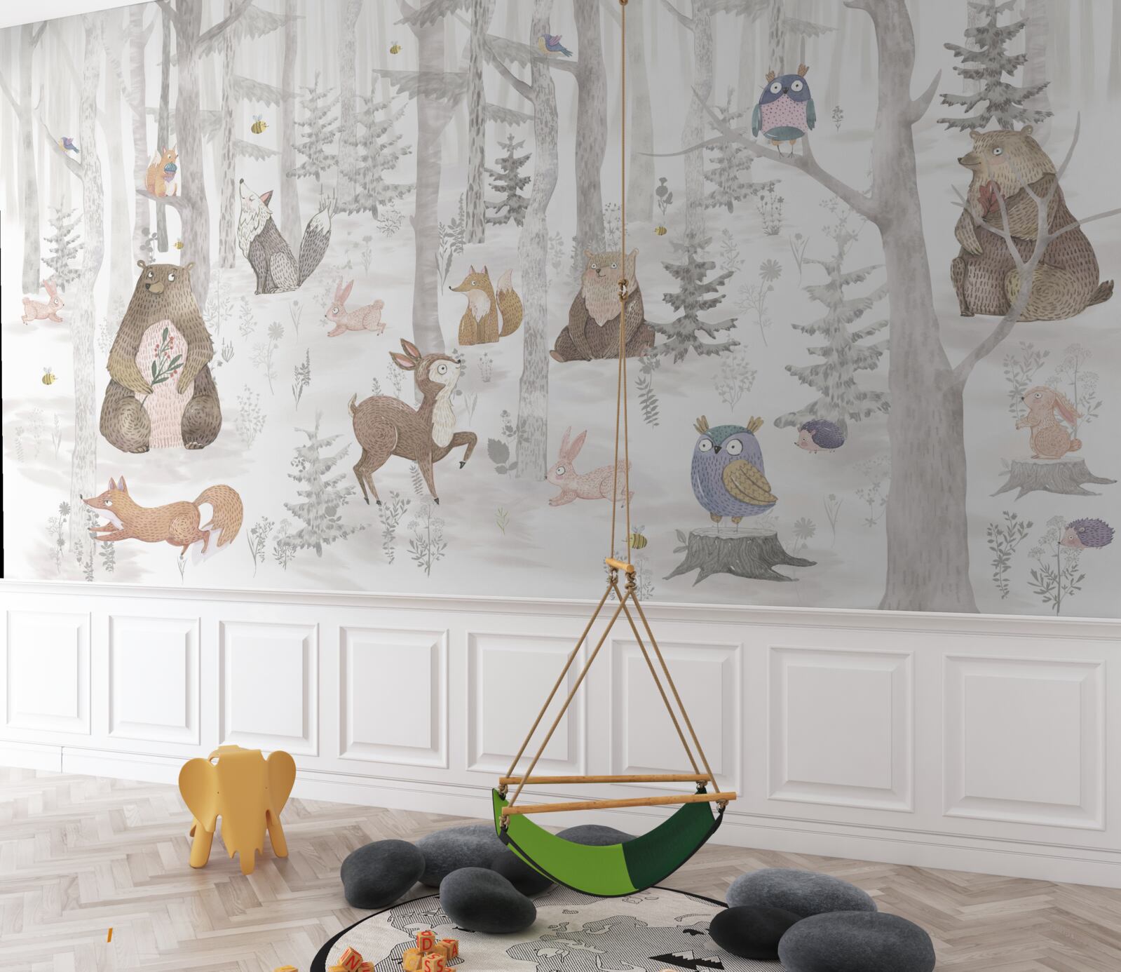 Papier peint des ours et divers autres animaux vivent dans la forêt