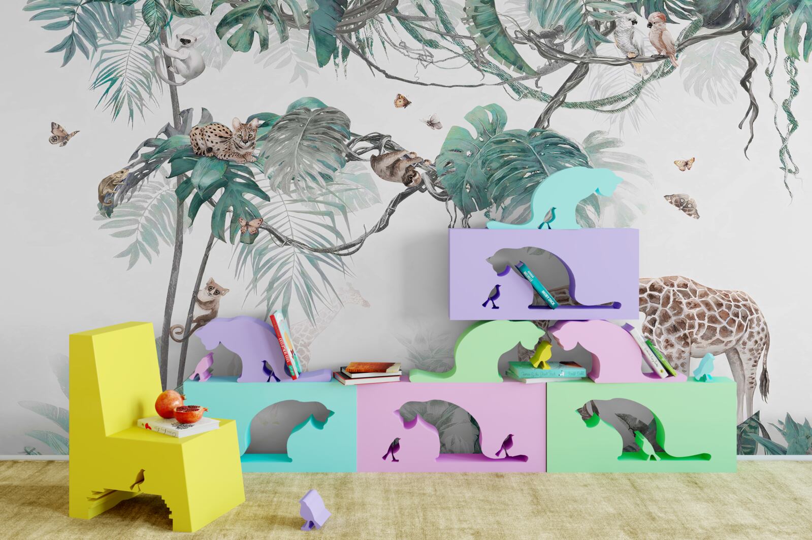 Papier peint les animaux passent leur temps libre dans la forêt