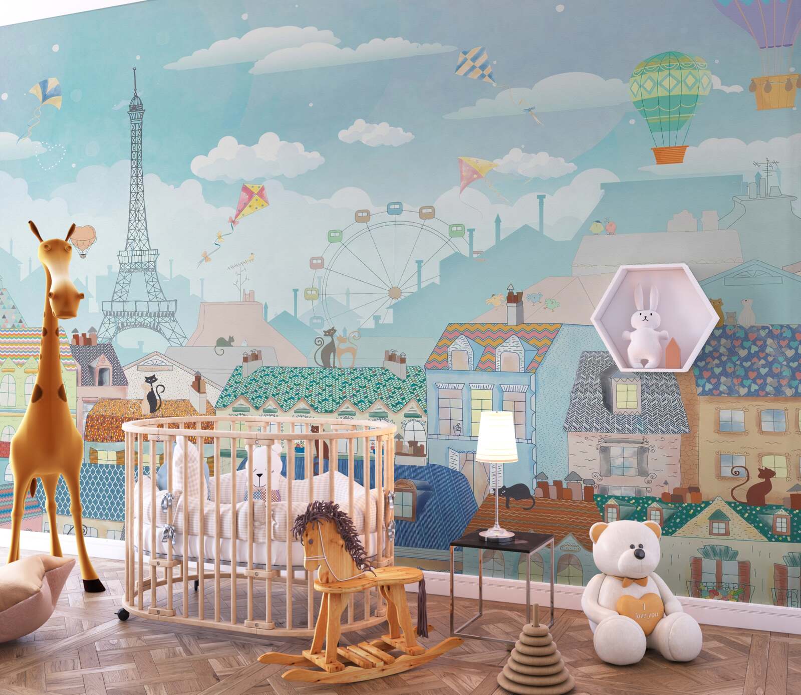 Papier peint Les paysages parisiens attirent l'attention des chats sur les toits