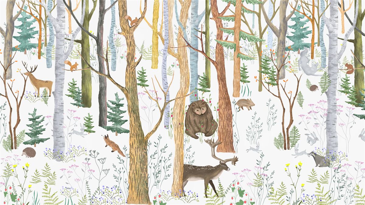 Papier peint les animaux se promènent dans la forêt