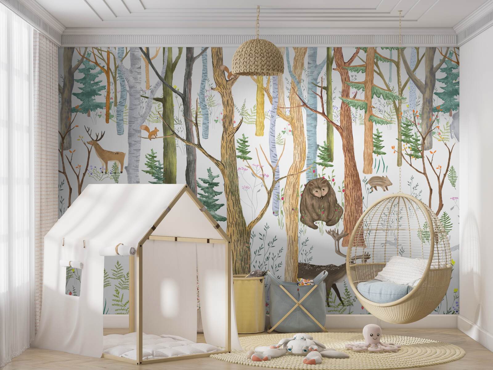 Papier peint les animaux se promènent dans la forêt