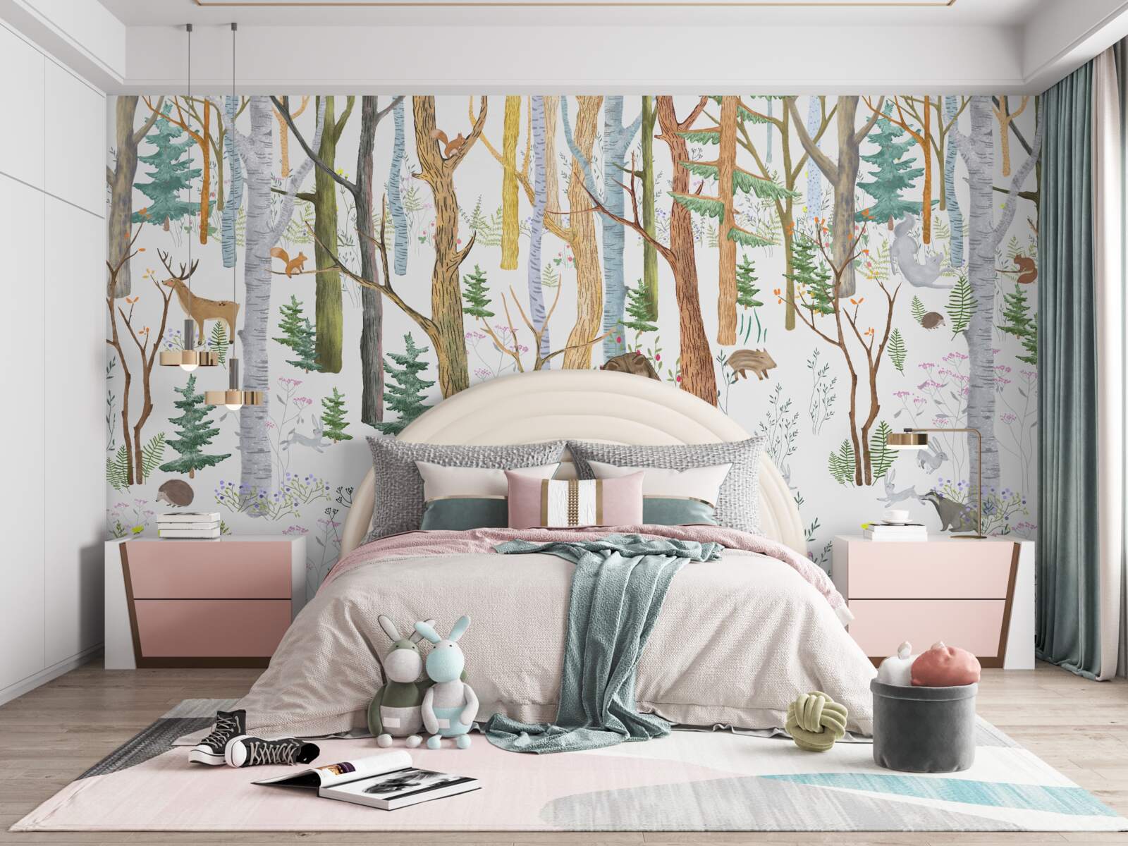 Papier peint les animaux se promènent dans la forêt