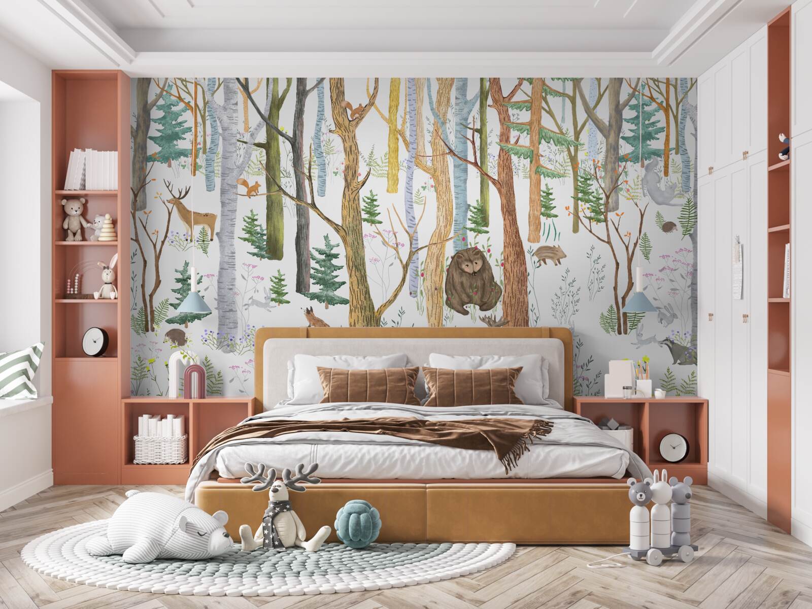 Papier peint les animaux se promènent dans la forêt