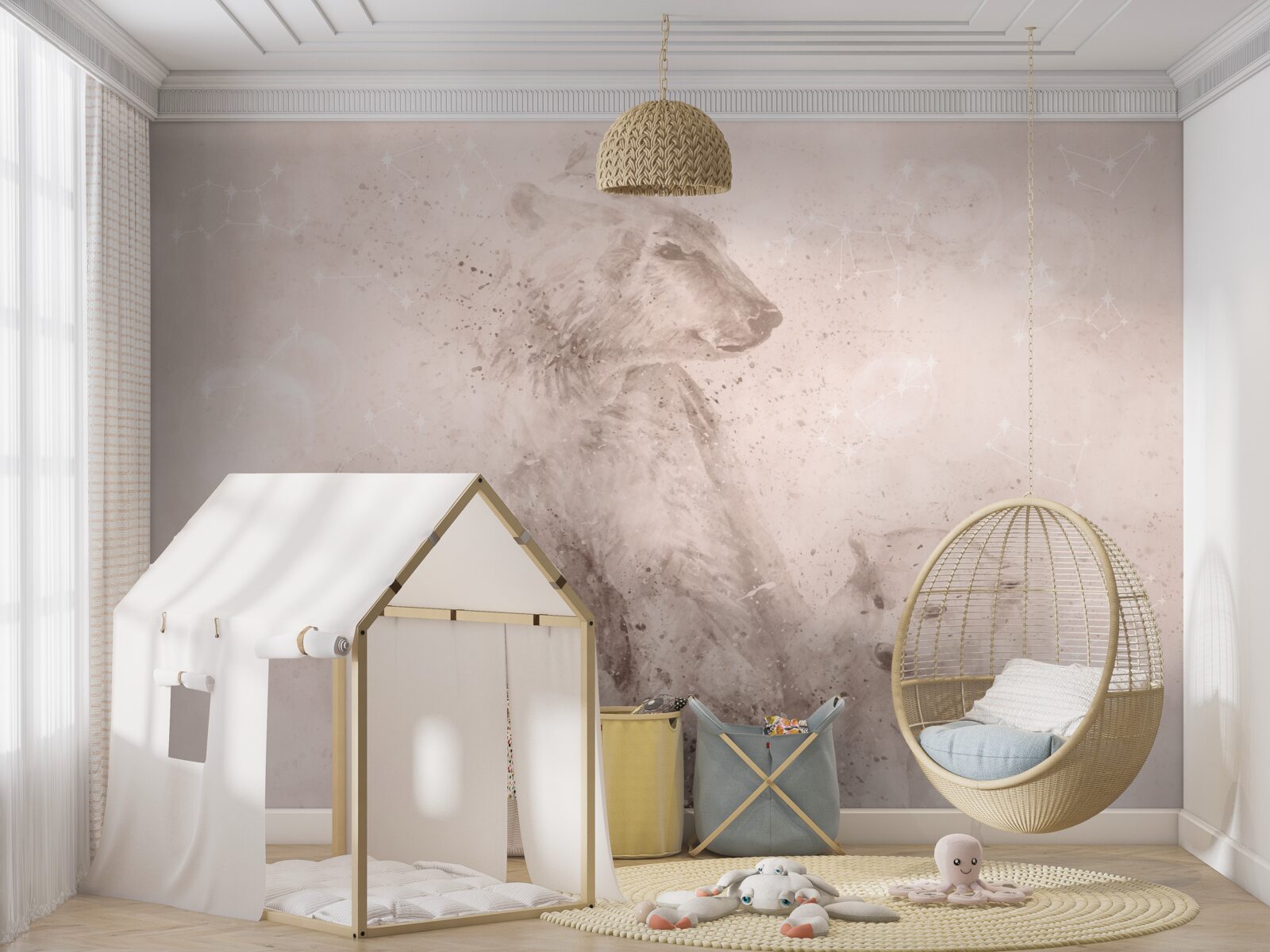 Papier peint mère ourse avec ses petits