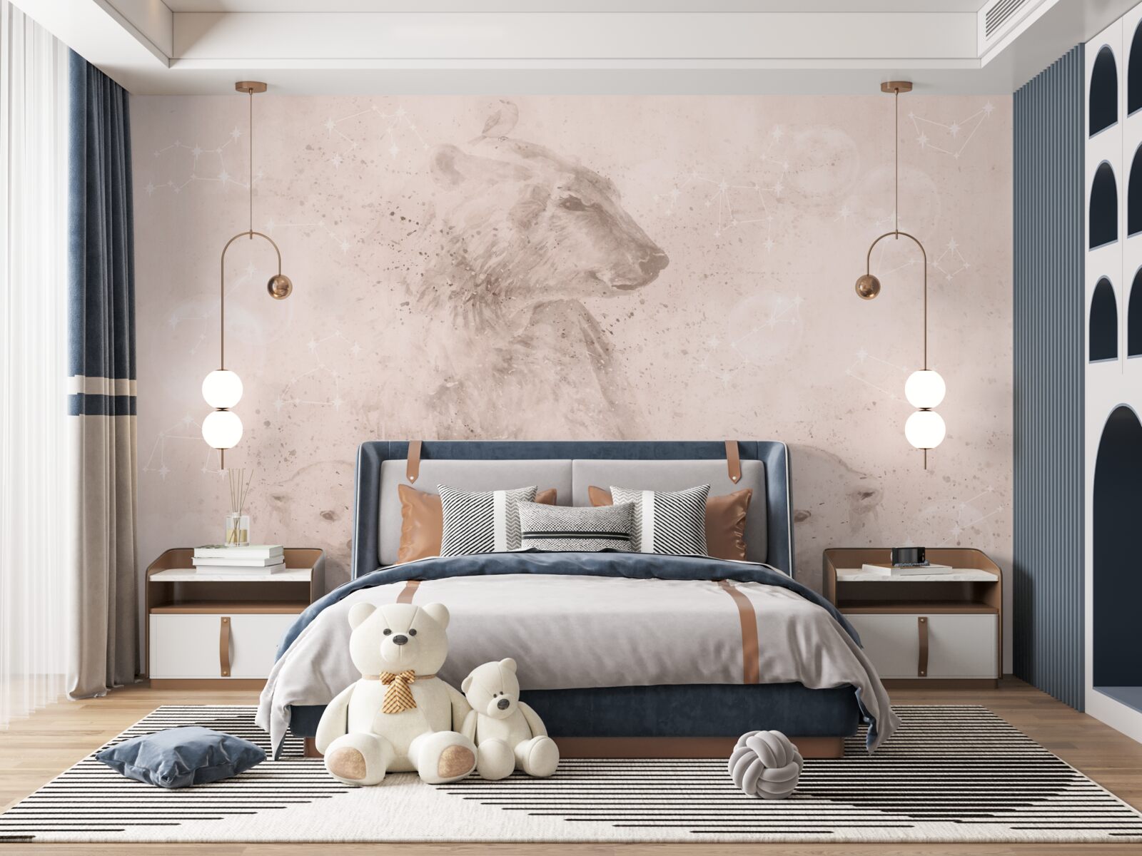 Papier peint mère ourse avec ses petits