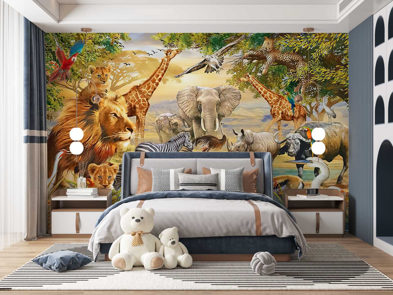 Papier peint animaux d'afrique près de l'étang