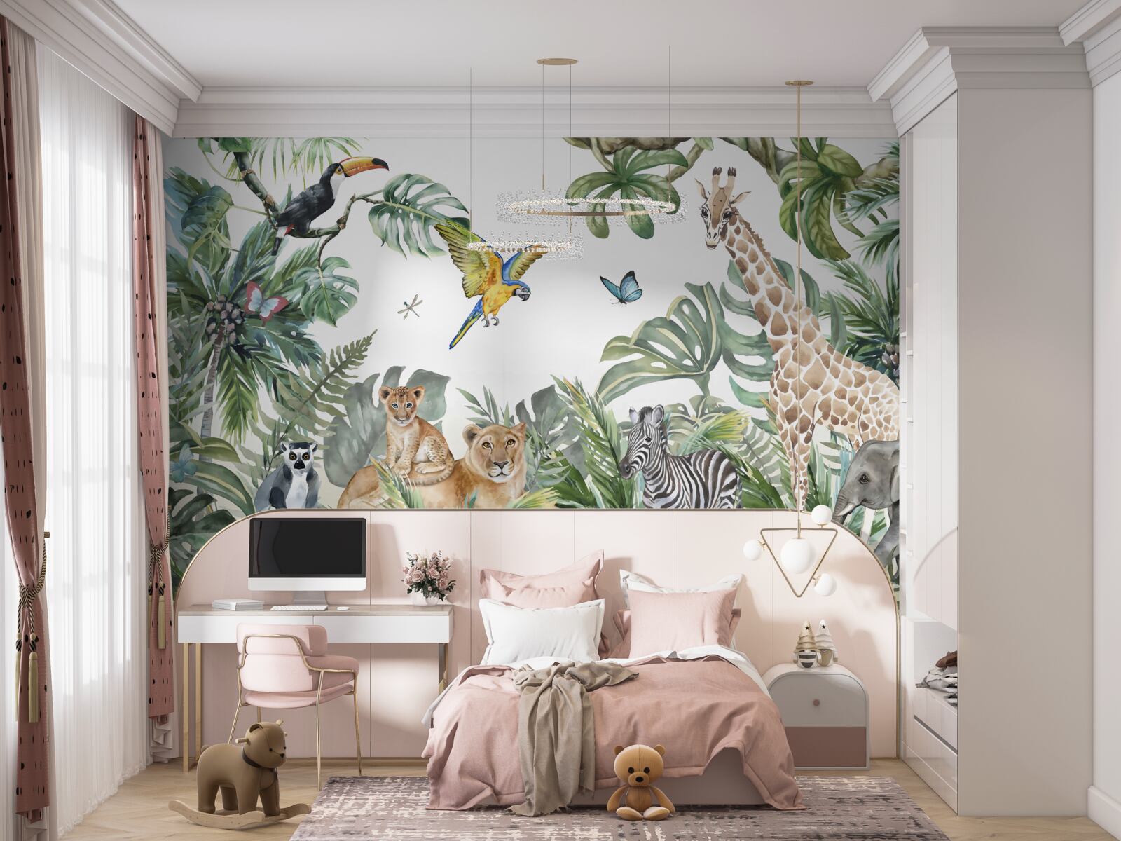 Papier peint divers animaux se déplacent sous les tropiques