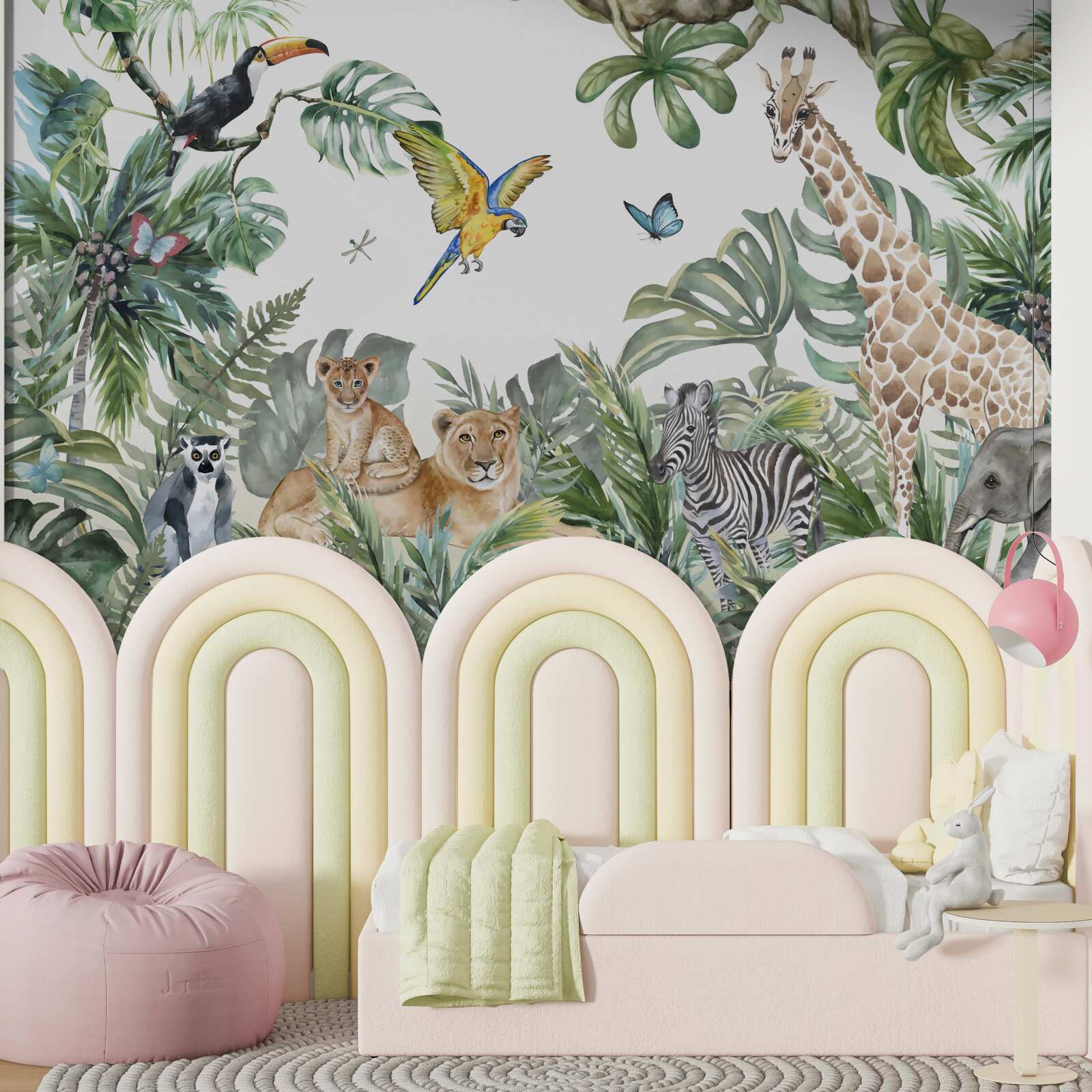 Papier peint divers animaux se déplacent sous les tropiques