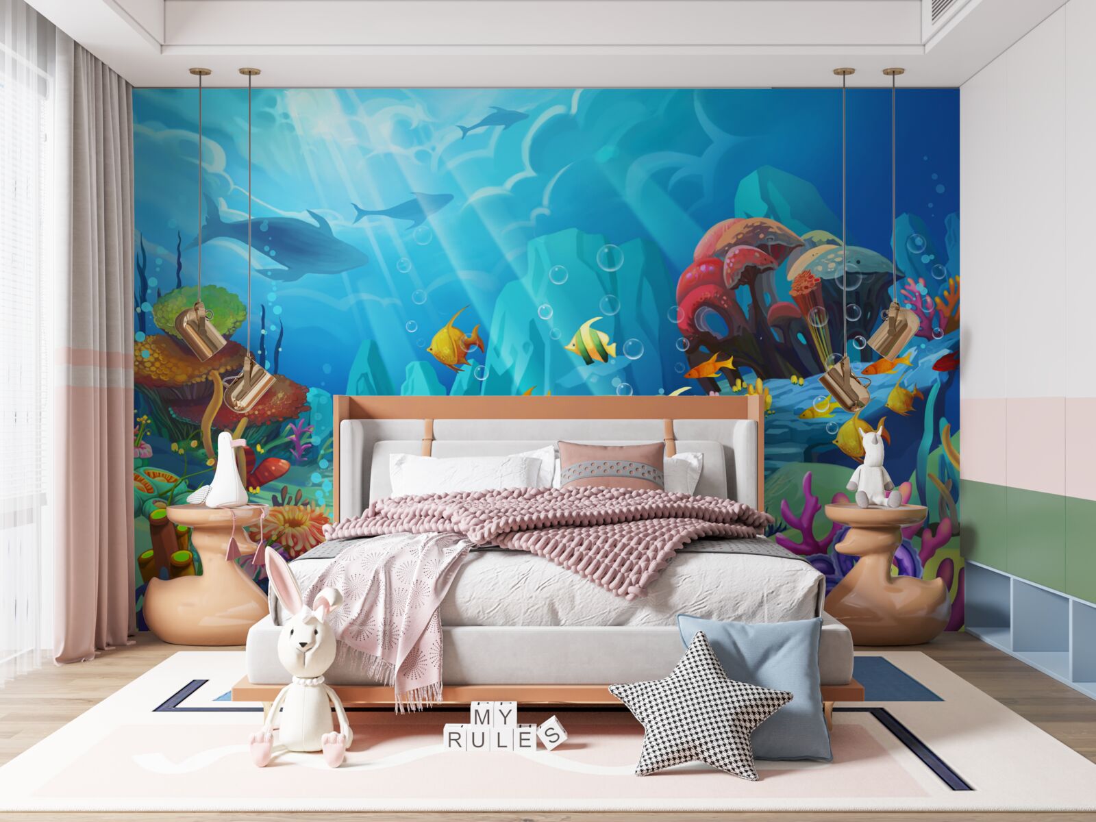 Papier peint un univers sous-marin haut en couleurs