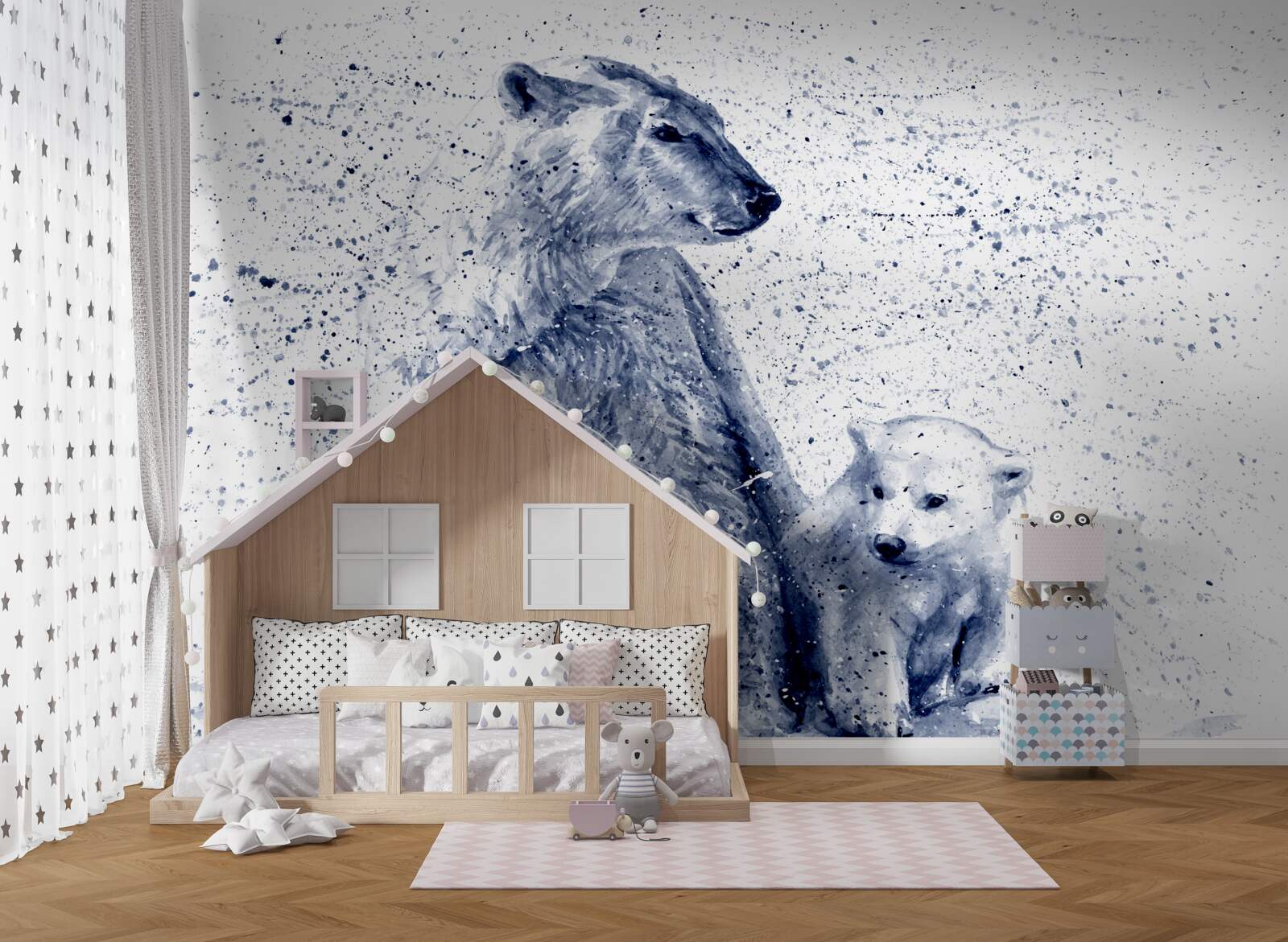 Papier peint ours polaires : mère et enfant