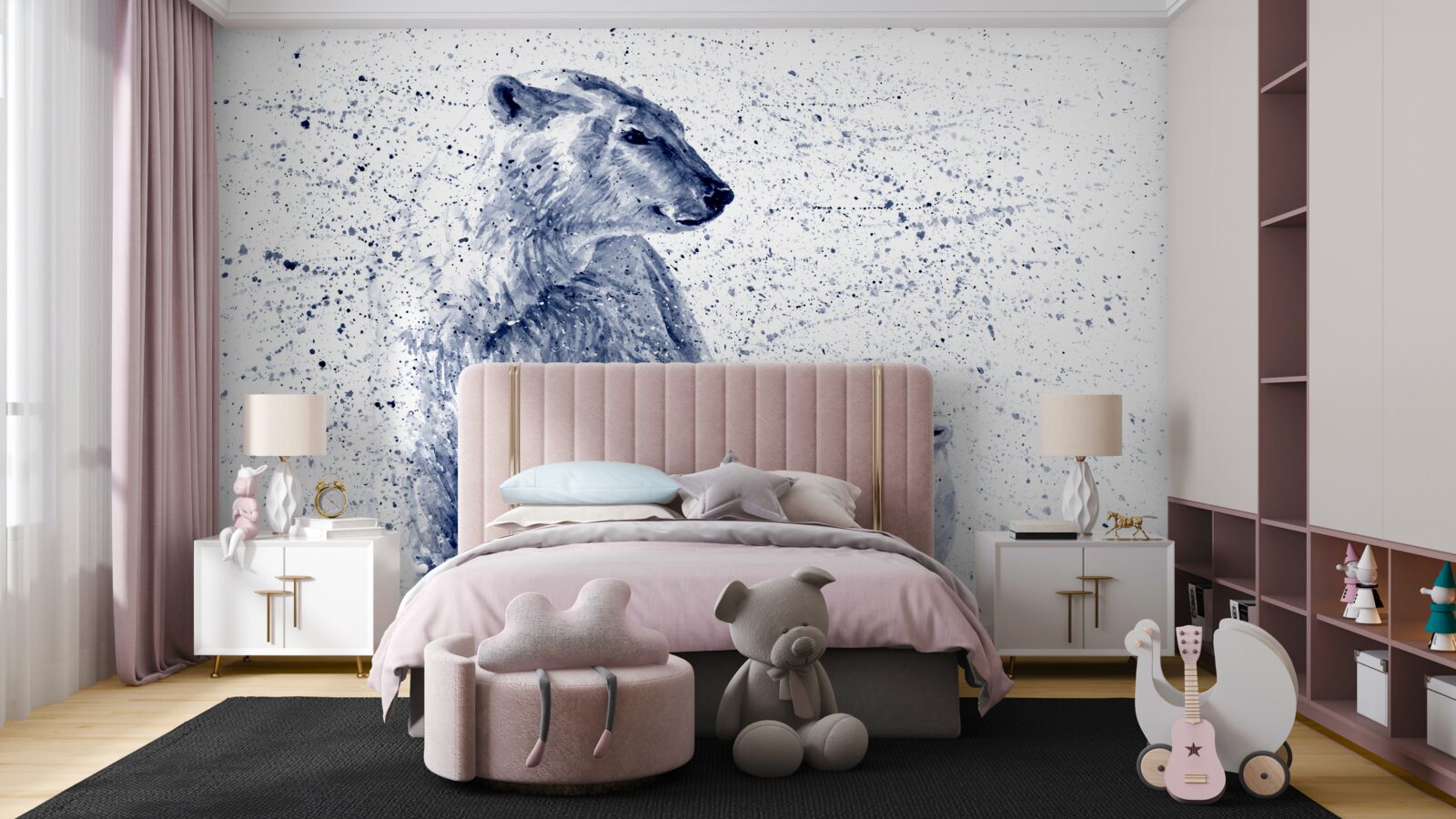 Papier peint ours polaires : mère et enfant