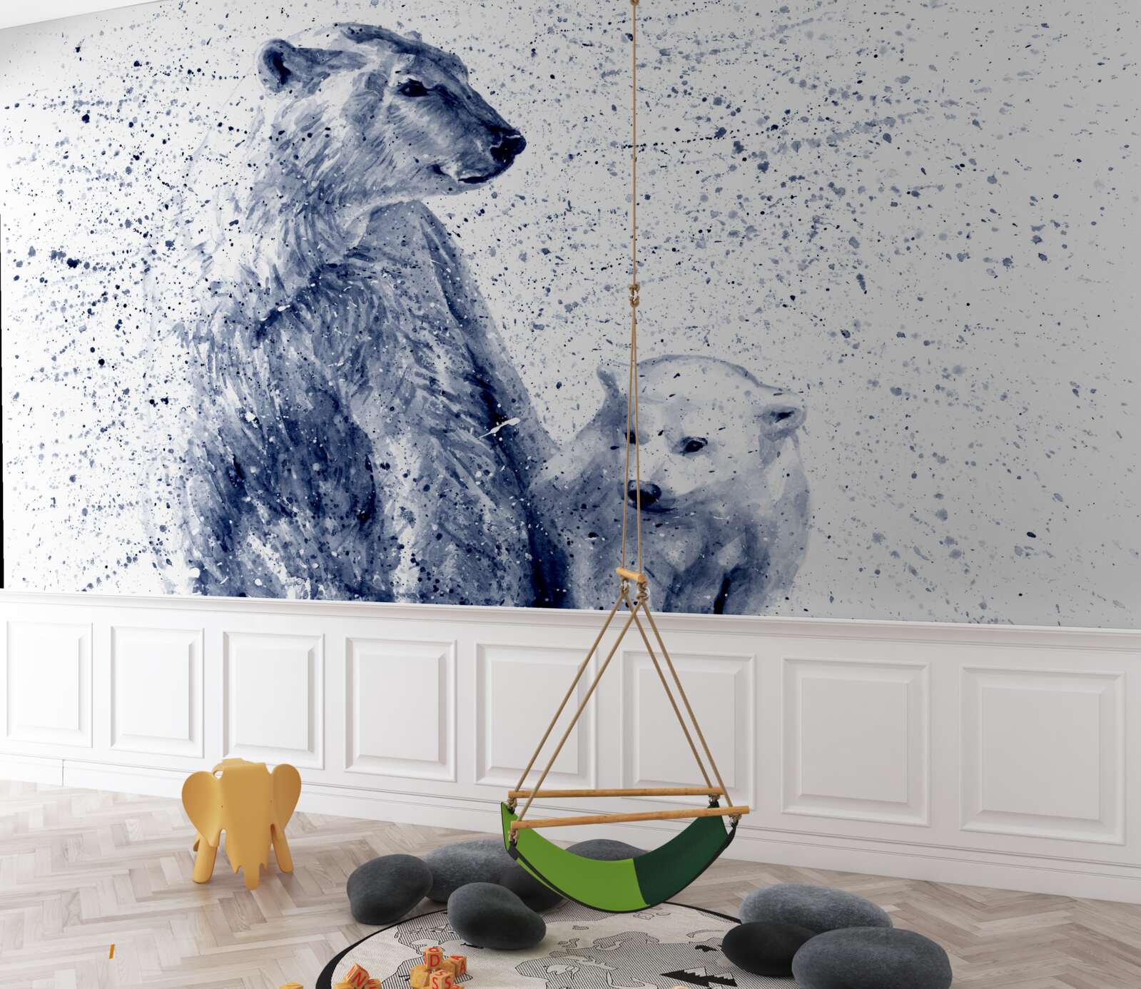 Papier peint ours polaires : mère et enfant