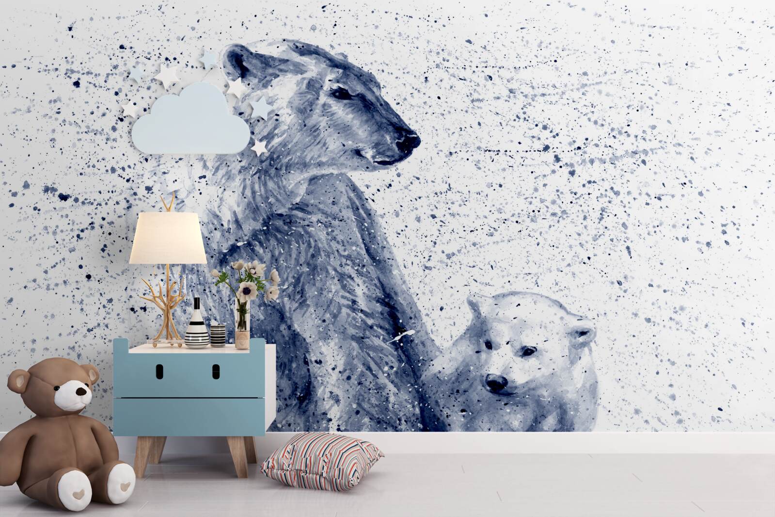 Papier peint ours polaires : mère et enfant