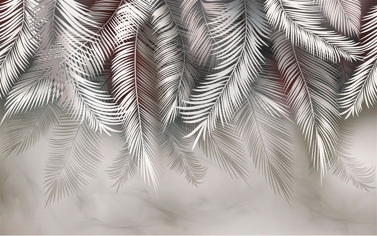 Papier peint feuilles de palmier retournées