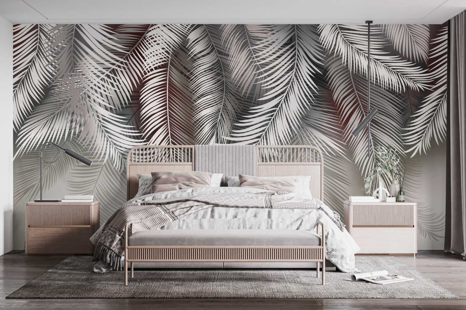 Papier peint feuilles de palmier retournées