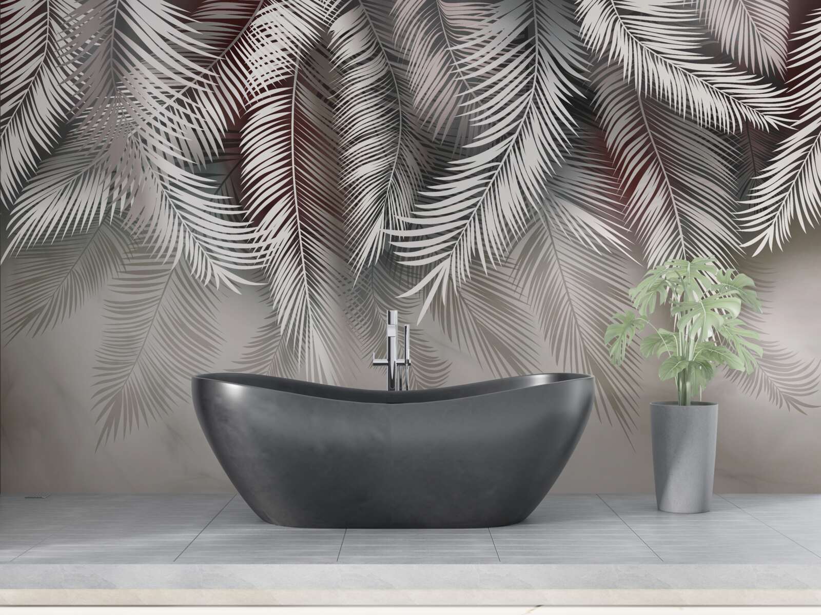 Papier peint feuilles de palmier retournées