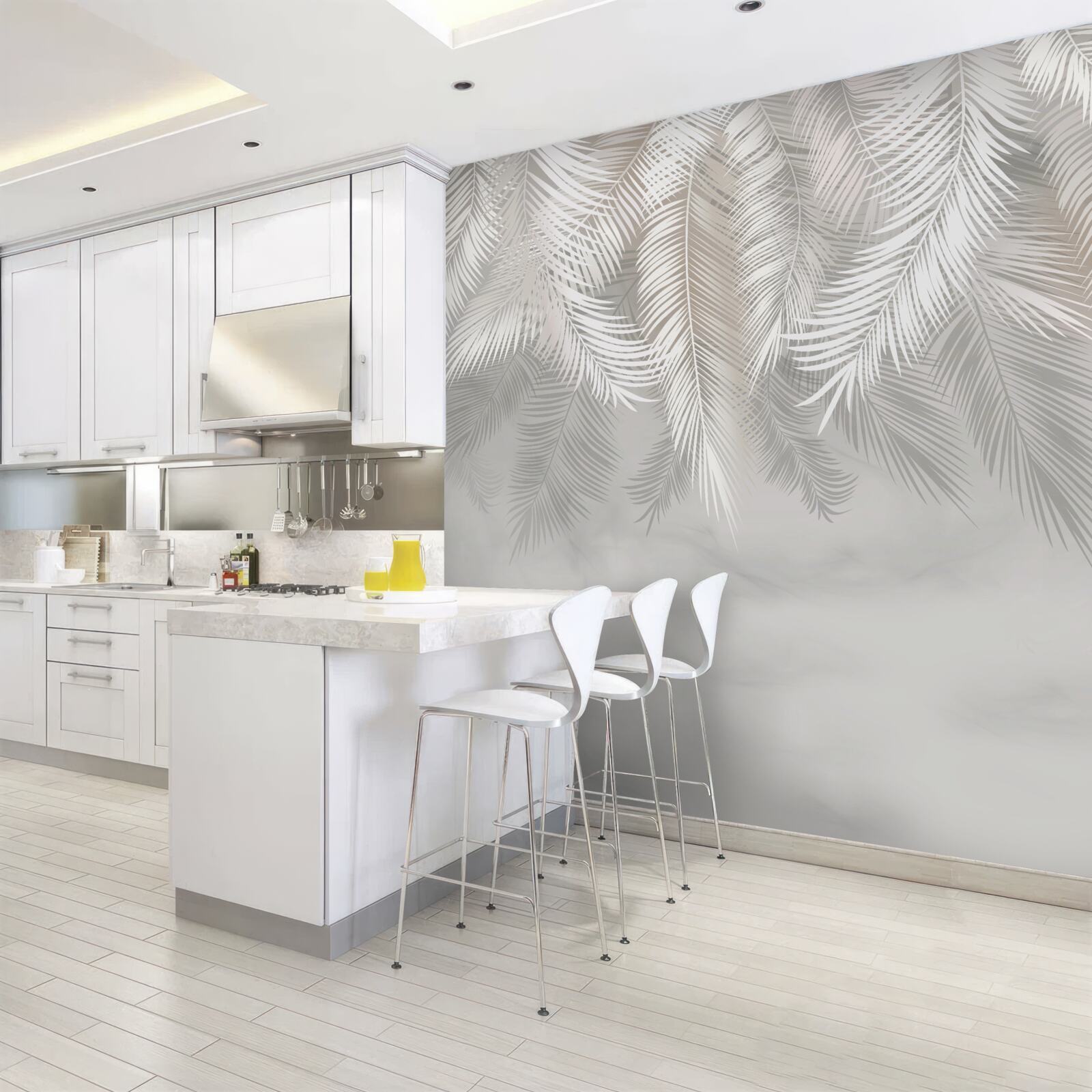 Papier peint feuilles de palmier dans l'obscurité