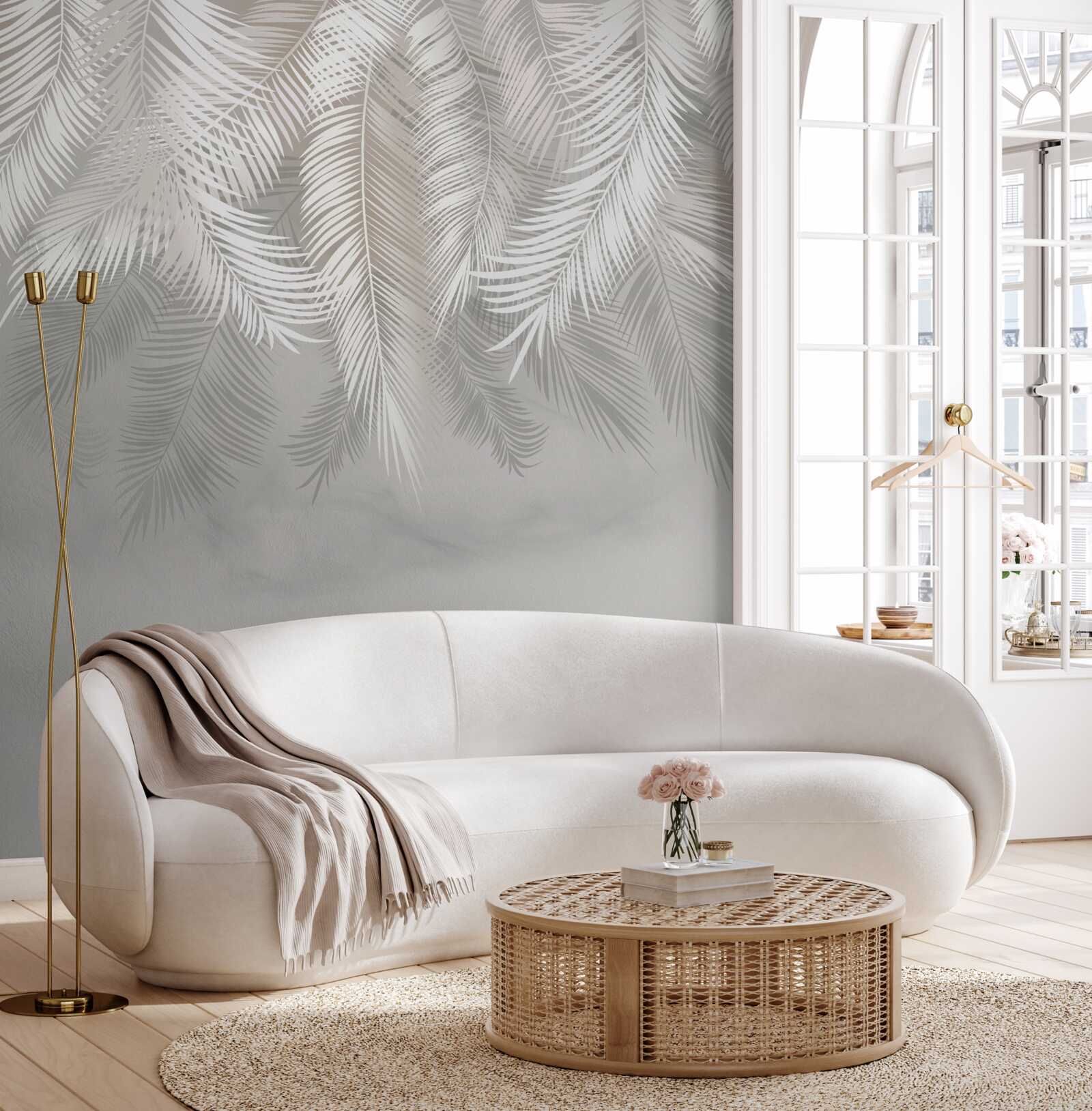 Papier peint feuilles de palmier dans l'obscurité