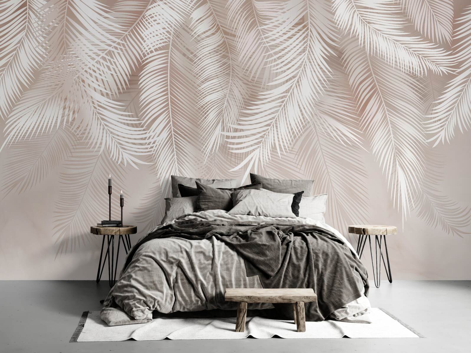 Papier peint plumes en rose et tons clairs