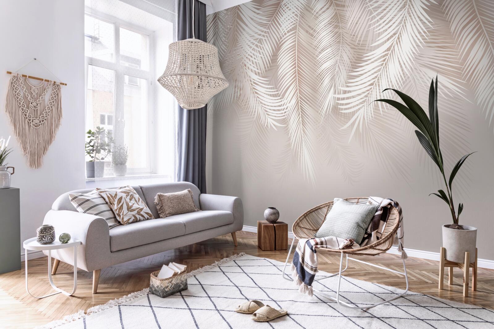 Papier peint plumes roses douces