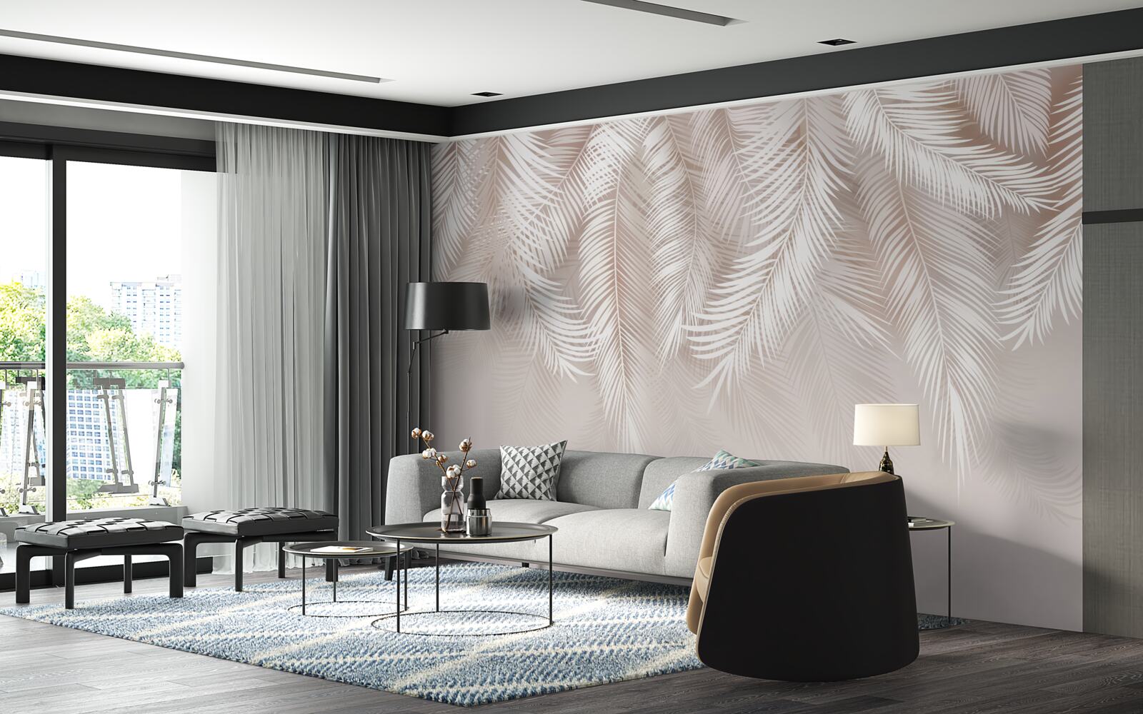 Papier peint plumes roses douces