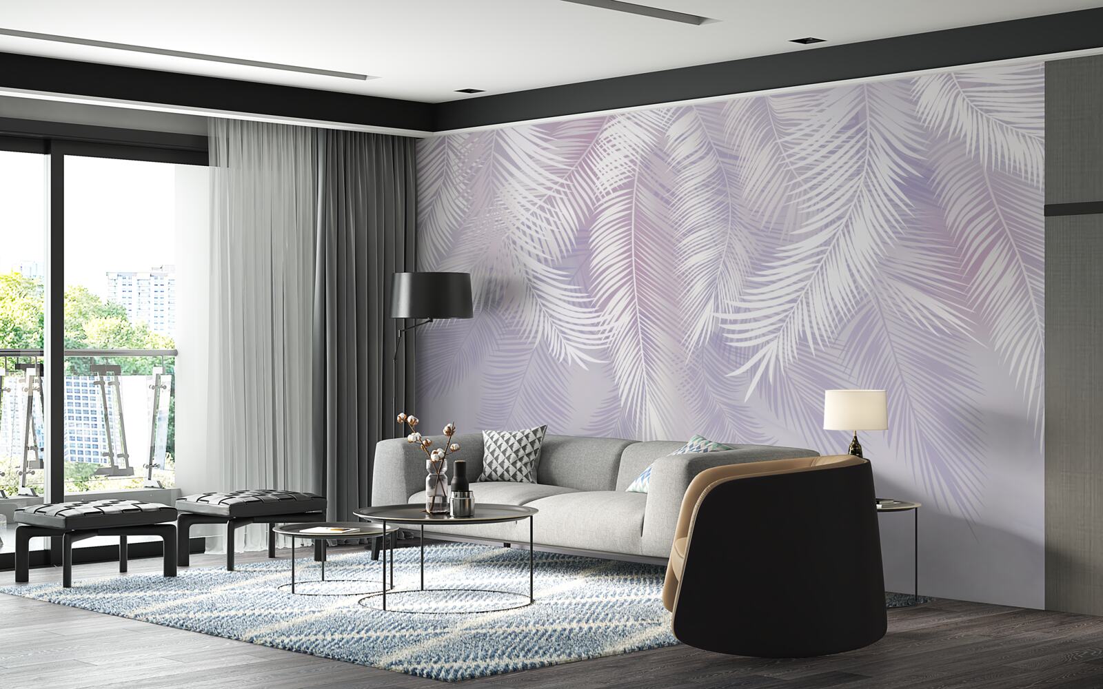 Papier peint les feuilles tropicales qui tombent