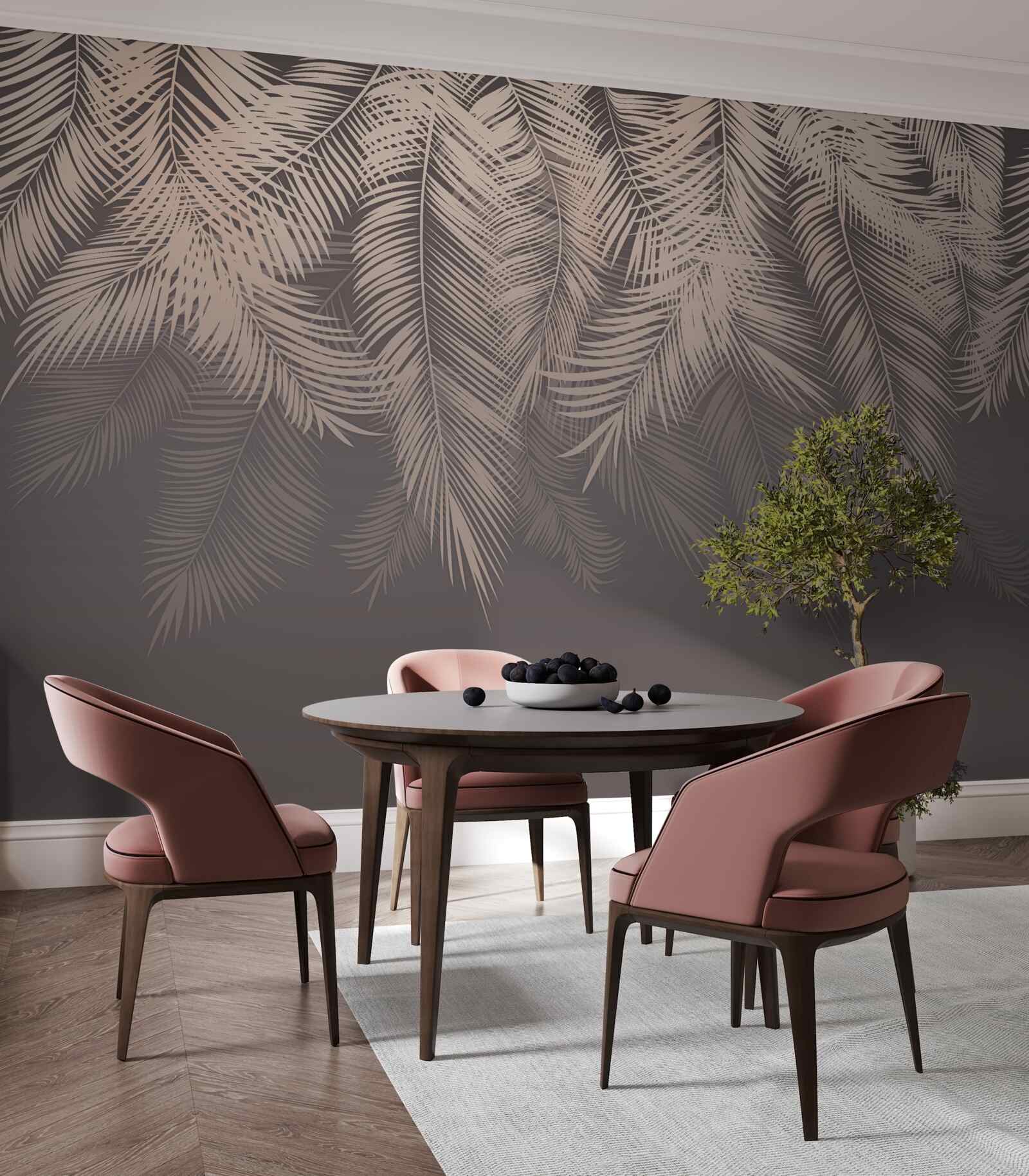 Papier peint feuilles de palmier d'or