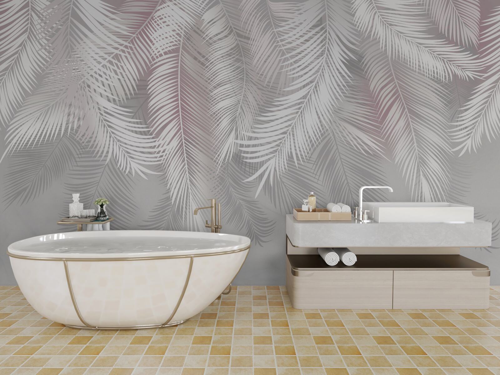 Papier peint feuilles lumineuses sur fond sombre