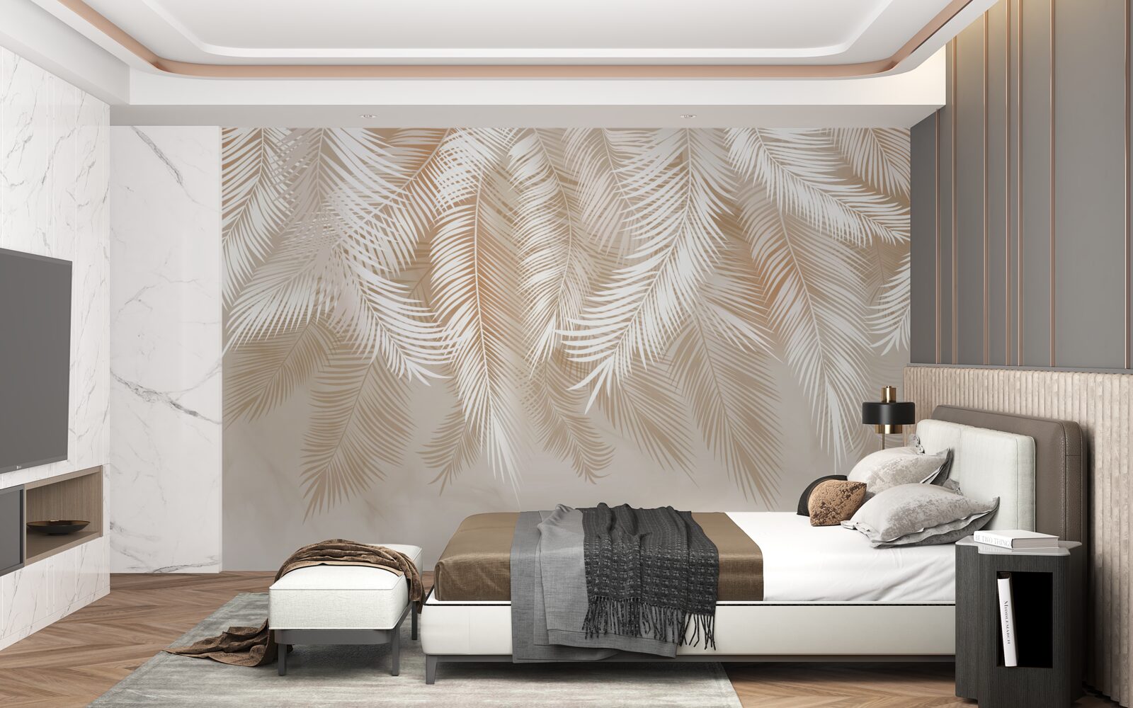 Papier peint feuilles de palmier des tropiques