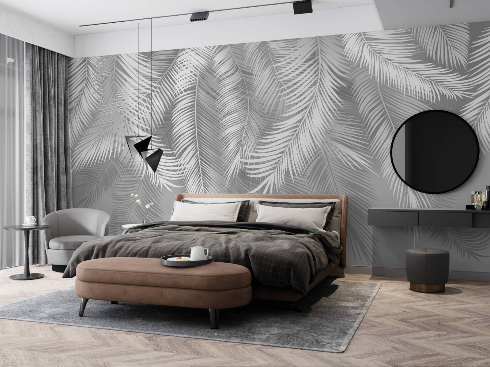 Papier peint feuilles tropicales