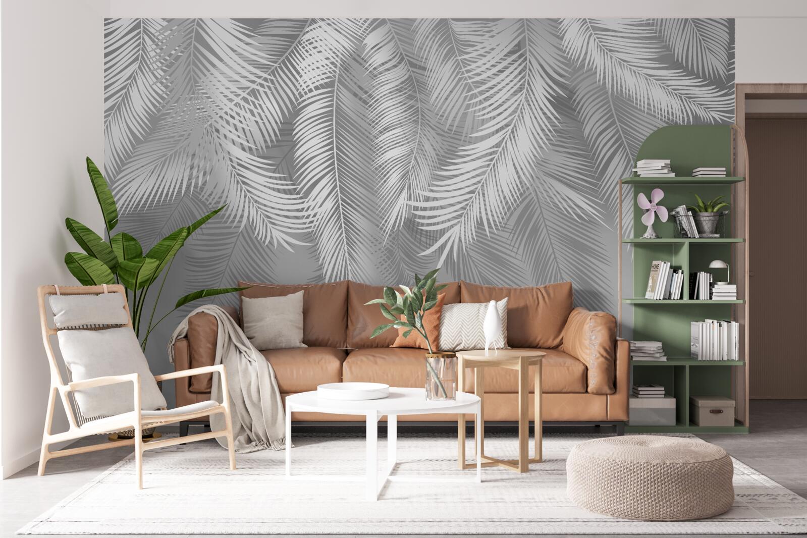 Papier peint feuilles tropicales