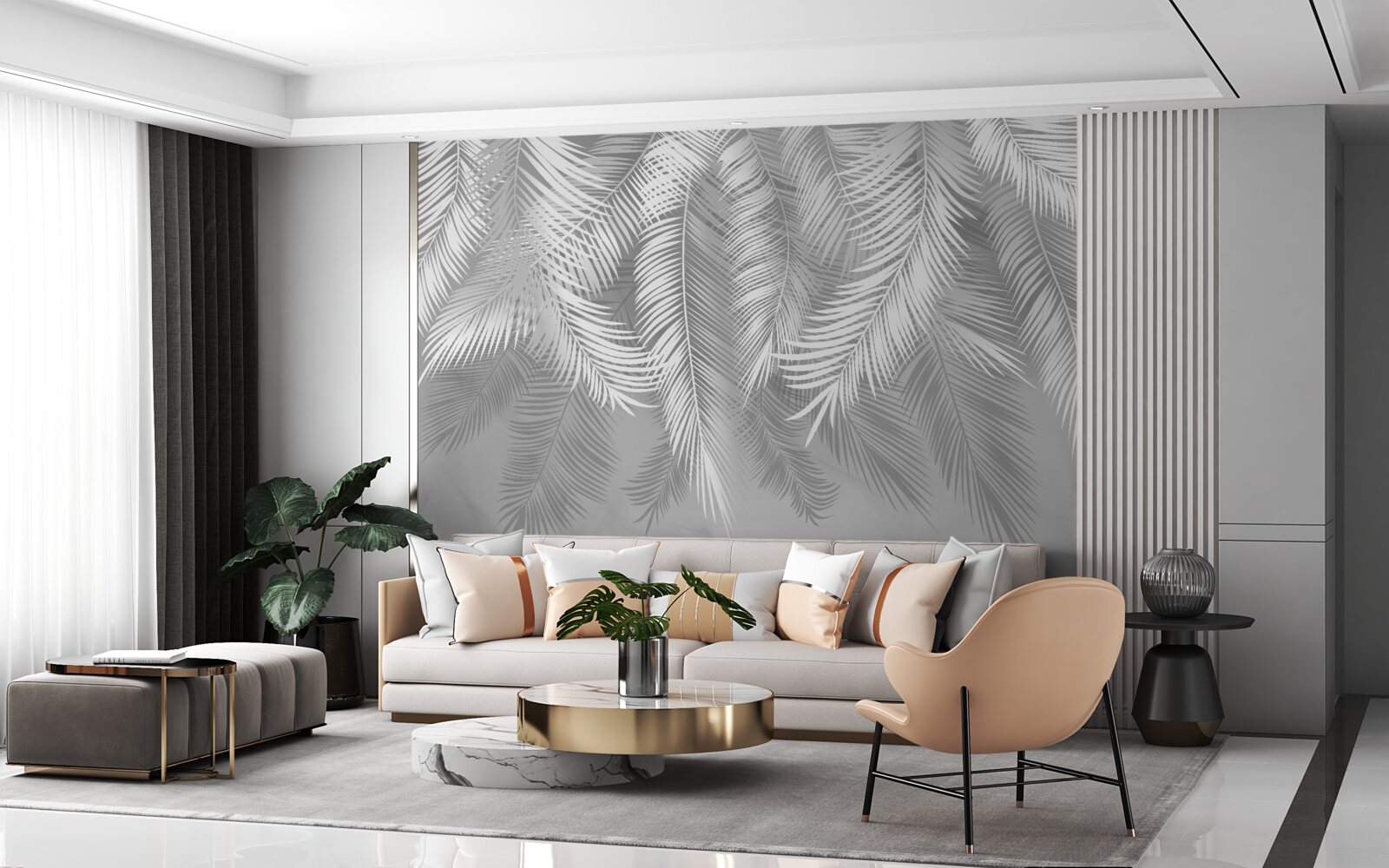 Papier peint feuilles tropicales