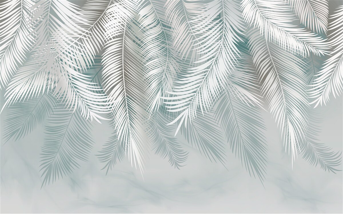 Papier peint les feuilles de palmier ressemblent à des plumes