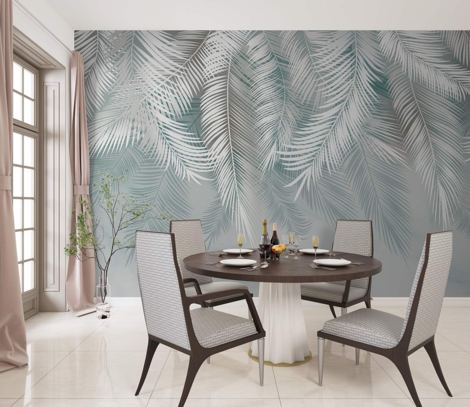 Papier peint les feuilles de palmier ressemblent à des plumes