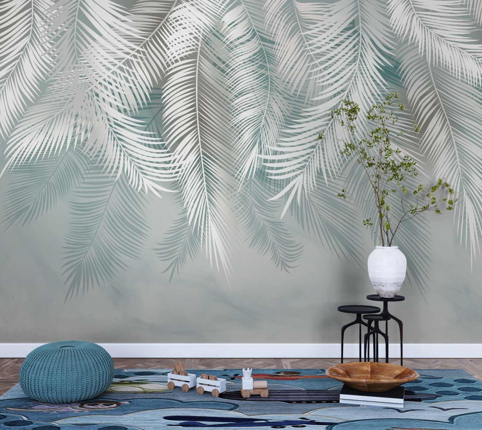 Papier peint les feuilles de palmier ressemblent à des plumes