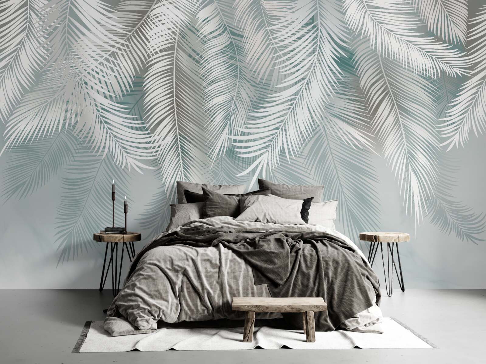 Papier peint les feuilles de palmier ressemblent à des plumes