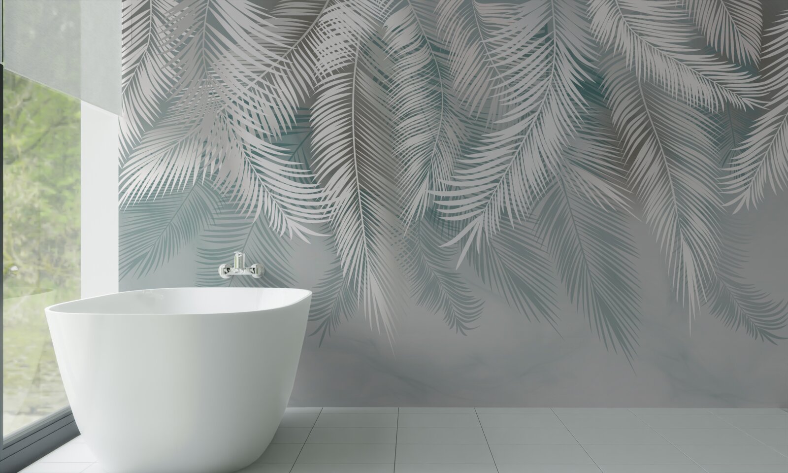 Papier peint les feuilles de palmier ressemblent à des plumes