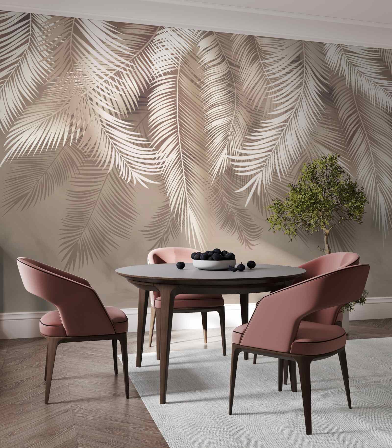 Papier peint grandes feuilles de palmier